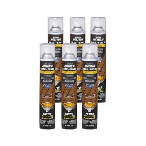 RockSolid Deck+Fence Protective Stain & Sealer with Turbo Spray System | Oil‑Base One‑Coat Protection | Superior Moisture Resistance | UV Resistant | Cedar | 23 oz Aerosol | 6 Pack