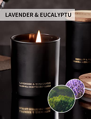 Olorvela Candles For Men Wood Wicked Candles For Home Scented Mens Candle Aromatherapy 8Oz, 50Hr Burn Time, Lavender & Eucalyptus Candle All Natural Soy Candles #TOP1