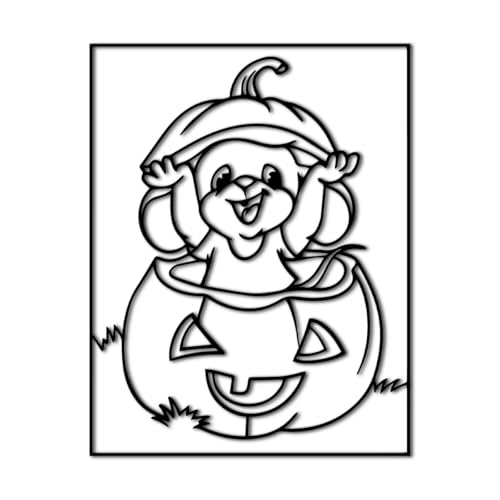 Cute Mouse in Pumpkin Metal Wall Art Metal Outdoor Decor