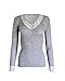 EGI ® Exclusive Collections Merino Wool Blend Top Lace Trim Long Sleeves. Proudly Made in Italy. (L/XL, Grey/V-Neck)