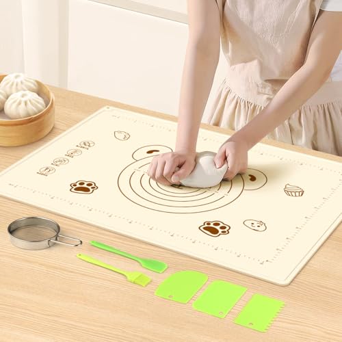 GlasFlength Spianatoia per Impastare, Grande 70×50cm Tappetino Silicone Cucina Antiaderente Antiscivolo tavola impastare con Misurazione Riutilizzabile Spianatoia Impastare per Pizza Pasta Macaron