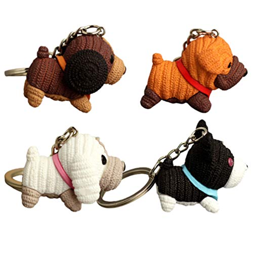 Amosfun Lot de 4 porte-clés en tricot pour chiots - Avec pendentif en forme de chien Cover