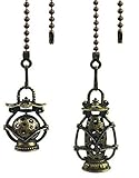 Hyamass 2pcs Vintage Lantern Charm Pendant Ceiling Fan Danglers Fan Pulls Chain Extender with Ball Chain Connector