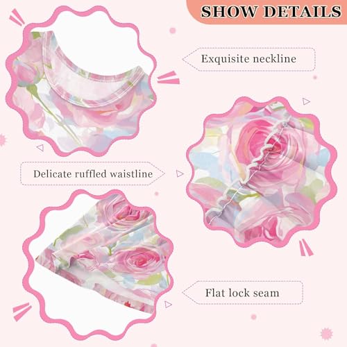 KLL Rose Pink Girl Tank Dress Swing Jumper Skirt Comfy Outfits O Neck3