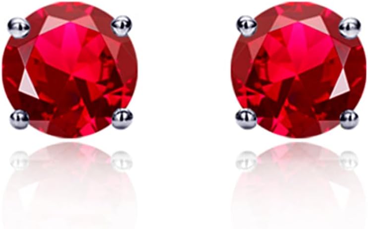 Sterling Silver 8mm Round CZ Earrings Casting Prong Setting Stud Earrings, 13 Colors