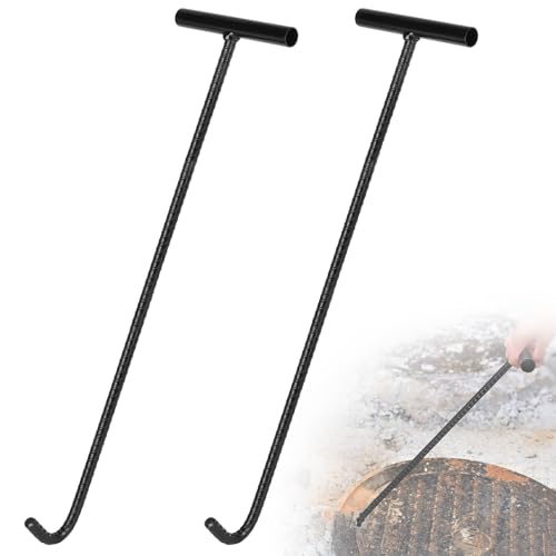 DBREAKS 2 Stk Kanaldeckelheber 100cm Gullideckel Haken Kanalhaken Schachtdeckelheber, T Schachthaken Kanaldeckelheber, Schachtdeckelhaken mit Gewinde, für Schachtabdeckung, Kanaldeckel