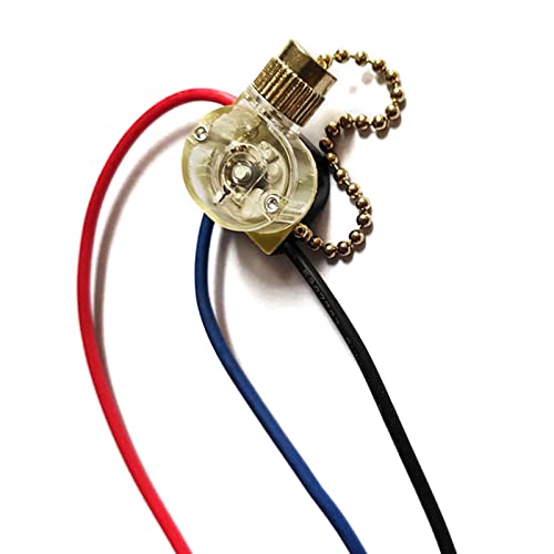 Image of 3-Wire Pull Chain Switch Beads Chain Wall Light Fan Ceiling Switch Replacement ​for Ceiling Fan Desk Antique Lamps Metal + Plastic