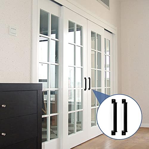 CORSEHILD 2Pcs Heavy Duty Barn Door Handle Pull Set,2Pcs Black Door Handle,Carbon Steel Barn Door Hardware Kitchen Cabinet Handle with 4 Screw for Wooden Gate Sliding Barn Door Closet