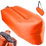 ikonka, Lazy Bag Sofa Luftmatratze, Sitzsack, Sitzkissen Outdoor, Luftbett Sonnenliege Camping Zubehör, Urlaub, orange 230x70cm