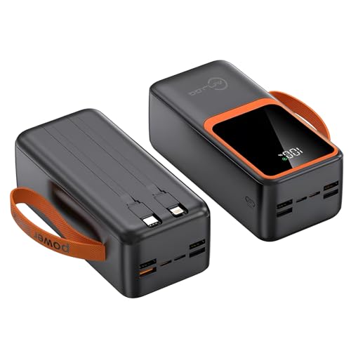Carregador de Alta Autonomia 50000mah Conexão Digital Turbo PD para Viagens e Camping Fonte de Energia Portátil Turbo 22.5W PD Ultra Capacidade Multidispositivo (Preto)