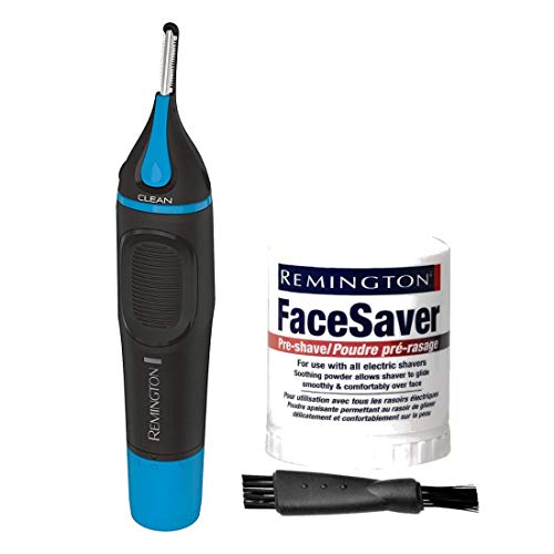 Remington NE3845A Men's Detail Trimmer (Ears, Nose, Brow) with CleanBOOST Technology, Shaver Brush and Face Saver - (Bundle)