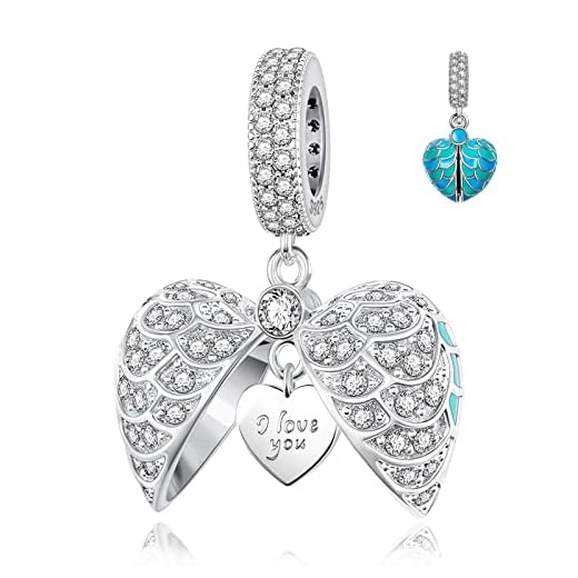 NINAQUEEN Abalorios Encantos Pandora, Plata de Ley 925, Encantos Colgantes Corazón "I Love You Forever"Compatible con Pulsera Pandora,Un Regalo de San Valentín Para Ella,Caja de Joyería Incluida, Azul