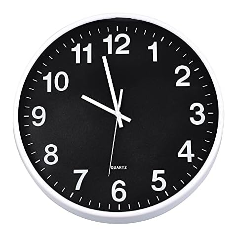 Modern Wall Clock Silent 12 Inch Non-Ticking Battery Operated Round 3D Numbers Display Easy to Read Dial Face Wall Clock for Home Office Classroom Kitchen Bedroom Simple Style Decor Cover