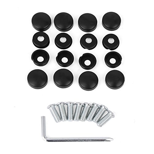 X Autohaux 2 Pcs Aluminum Alloy Car 4 Hole License Plate Frame Holder W/ Screw Caps - Black #TOP7