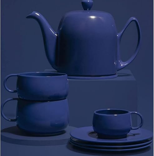 Miniatura 5 de Degrenne Salam - Juego de tetera monocromática y 6 tazas, 1 litro de piedra arenisca perfecta para té de la tarde, fiestas de té, reuniones