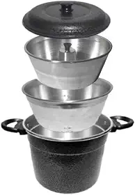 Kit Forma Pudim Banho Maria De Alumínio Reforçado 3X1 Craqueada