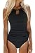 CUPSHE Femme Maillot de Bain 1 Pièce à Encolure Haute Ventre Contrôle Cut Out Maillot 1 Pièce Maillot de Bain Noir L