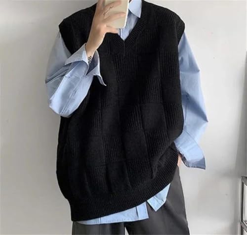 Men's Sleeveless Knitted Vest V-Neck Pullover Waistcoat Casual Harajuku Style Knitwear2