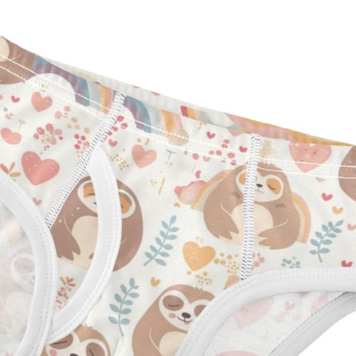 Wusikd Cute Sloth Hearts Boys' Underwear Cotton Rainbows Boys Briefs Soft Toddler Underwear 2T4