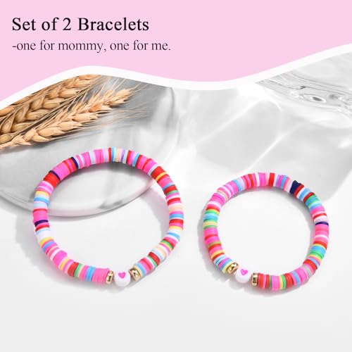 Back to School/First Day of School Bracelet Gifts, First Day of Kindergarten Preschool First/Second Grade Bracelet Gifts, Set of 2 Colorful Elastic Rope Bracelet for Girls2