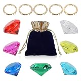 ZCYSRLQIN 12 Pcs Chaos Emeralds Gold Round Ring Set Acrylic Diamond Gemstone Jewelry Alloy Halloween