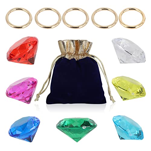 Zcysrlqin 12 Pcs Chaos Emeralds Gold Round Ring Set Acrylic Diamond Gemstone Jewelry Alloy Halloween Party Hunting Cake Ornament Gift Bag Blue Hedgehog Chaos Emerald Power Ring (Classical #TOP6