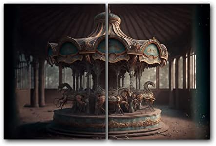Creepy Abandoned Carousel Ride, Set of 2 Poster Prints, Wall Art Home Decor, Multiple Sizes (12 x 16 Inches) image 2