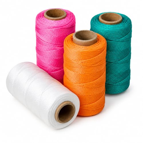 Image of Mason Line String 260FT, 780FT, 390FT, 1500FT, 2300FT, Durable Construction Twine for Laying Bricks, Blocks, Fences in Gardening, DIY & Landscaping Projects (Set 4 Colors, 393 Ft x 4 Pcs)