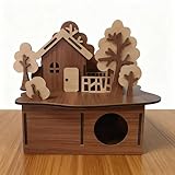 EIGHTSTATES Wooden Hamster Cage, Multi-Level Natural Wood Hamster House with Ladder & Platform, Chewable & Roomy Habitat for Hamster, Mouse, Dwarf Hamster and Other Small Animals
