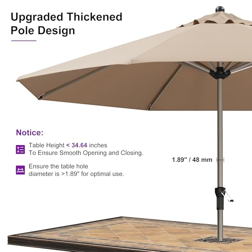 Image of PURPLE LEAF Patio Umbrella 11 FT Round Large Aluminum Frame Taupe