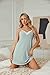 Ekouaer Womens Pajama Nightgowns Lingerie Sleepwear Soft Cami Shorts Set V Neck Pj Lace Nightwear Green L
