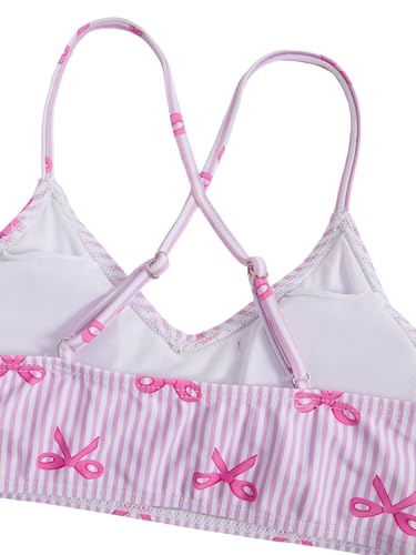 Image of Floerns Girl's 3 Piece Swimsuit Cherry Print Cute Bikini Set with Cover Up Skirt