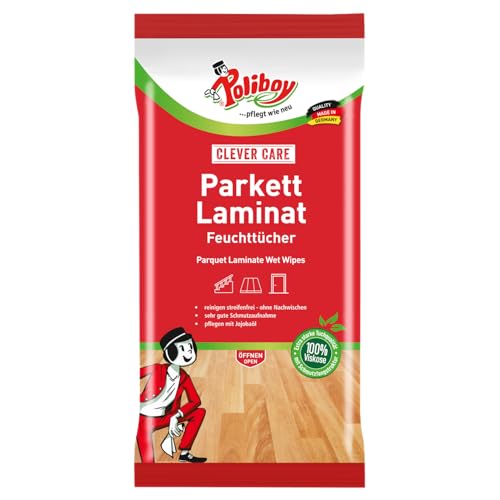 Einwegtücher Poliboy Parkett Laminat Feuchttücher 8 x 15 Tücher Pflegt und schützt, schnelle und streifenfreie Reinigung
