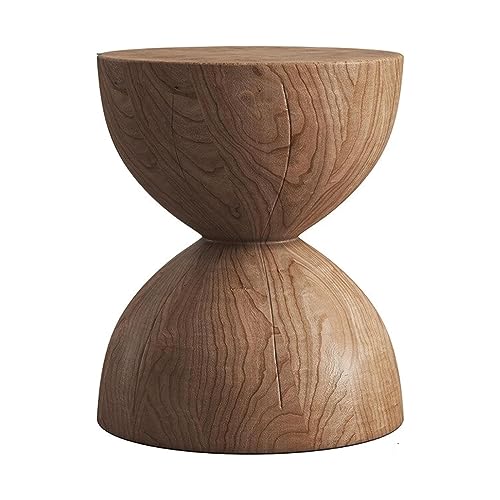 Image of Portable Side Tables Solid Wood End Table Creative Round Coffee Table Home Furniture Bedside Table Rustic Center Table