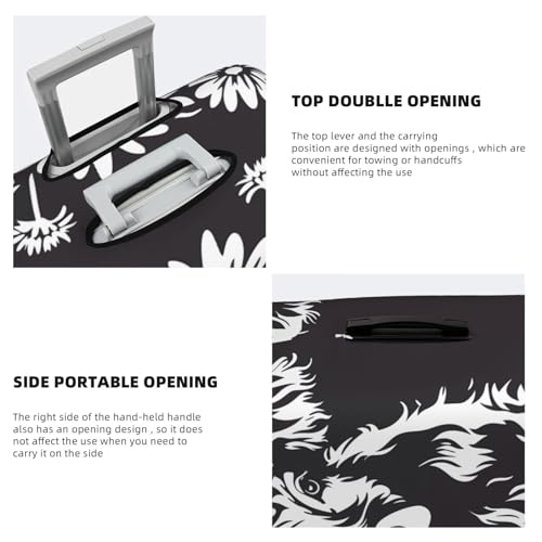 Floral Cow Silhouette Print Luggage Cover For Suitcase,Washable Elastic Travel Suitcase Protector With Zipper Closure And Bottom Buckle – Fits 18-32" Luggage-Large3