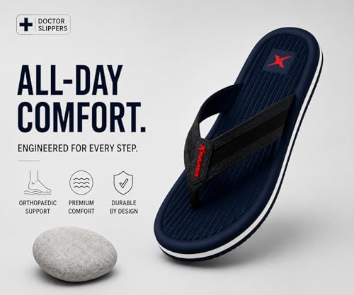 Image of Kraasa DailyStep Men's Diabetic Footwear | Doctor Inspired | Wide Toe Box | Orthopedic Flip Flop | Pressure-Relief Cushion | Anti-Skid Waterproof EVA Slipper for Men
