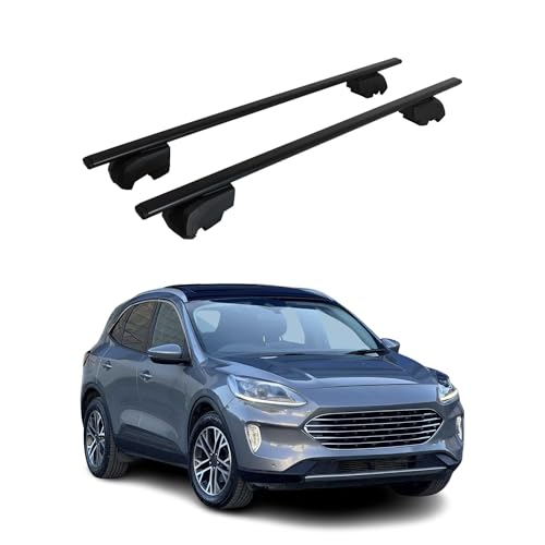 OMAC Barre Portatutto in Acciaio, Compatibili con Ford Kuga (2020-2022), Portabici/Portapacchi Tetto, Nero, 75 kg, Set 2 Pezzi