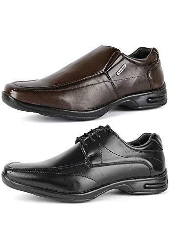 Kit 2 Pares de Sapato Social Anti Stress Ortopédico Conforto Marrom e Preto (40)