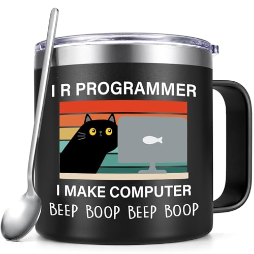 Qtencas Engineer Gifts, I Can Explain It to You But I Can't Understand It for You Stainless Steel Coffee Mug, Christmas Birthday Gifts for Engineers Men Coworker Boss Office Computer Geek(12OZ, Black)
