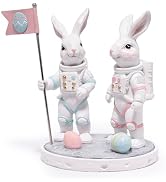 Hodao Easter Astronaut Bunny Resin Figurines Set - Whimsical Indoor Home Decorations for Bedroom,...