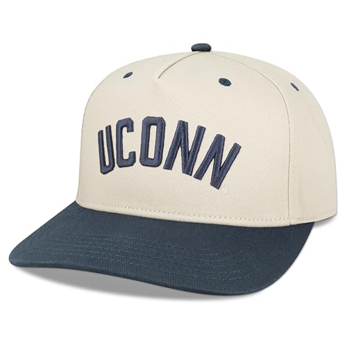 Legacy NCAA Officially Licensed Baseball Hat Connecticut Huskies Lightweight Cap for Men & Women Heritage Twill Adjustable (HTA) Stone/Navy One Size Fits Most Adjustable Closure