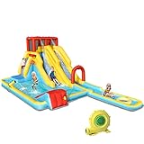 BOUNTECH Inflatable Water Slide, 7 in 1 Mega Waterslide Park for Kids Backyard Fun w/Double Long Slide, 735W Blower, Splash Pool, Water Slides Inflatables for Kids and Adults Outdoor Party Gifts