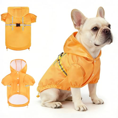 Image of BEAUTYZOO Dog Raincoats for Medium Dogs, Waterproof Rain Jacket with Hood