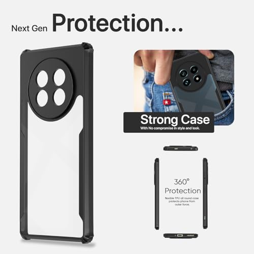 Image of Pikkme Crystal Clear Transparent Back Cover | Ultra Hyrbid | Full Camera Protection | Raised Edge | Bumper Case for Realme 13 Pro 5G / Realme 13 Pro Plus 5G (Black)