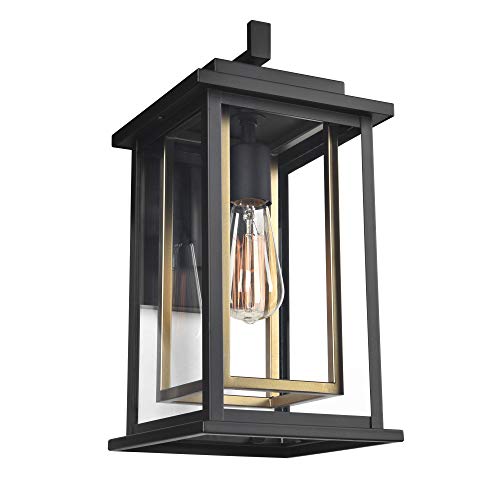 Image of Design House Hayward 1-Light Indoor /Outdoor Wall Light with Clear Glass, Dimmable, Black and Gold Finish - Design House, 588707-BGD