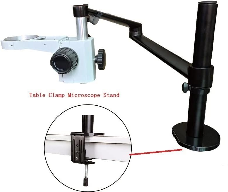 Miniatura 3 de Kit de accesorios para microscopio, abrazadera de metal negroplateado, soporte para microscopio, soporte para microscopio trinocular ajustable,