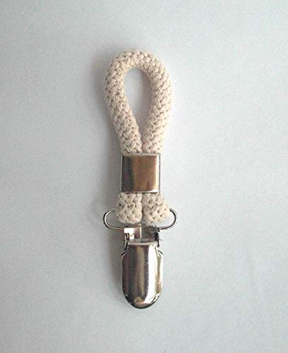Tredoni 2 Tea Towel Clips - Cloth Hanger Holder Brackets - Braided Cotton Loop, Ivory #TOP2