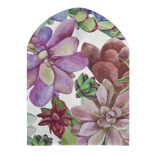 Colorful Succulent Pattern Kids Beanie Hat for for Girls Boys Children Cap Winter Knitted Chemo Cancer Headwear Accessories Gifts Decoration3