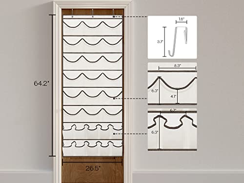 Loforhoney Home Over The Door Hat Rack For Baseball Caps, Hat Organizer For Baseball Caps With 18 Cap Pockets & 10 Shoe Pockets, Hat Rack For Door With 3 Hooks, Hanging Hat Storage For Caps, Beige #TOP5