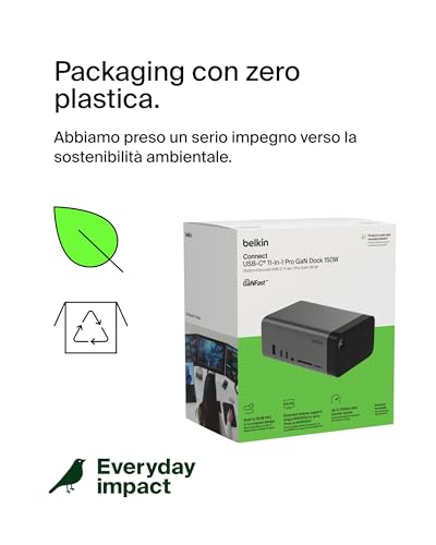 Hub USB-C, Dock 11 in 1 GaN USB-C da 150 W Pro, docking station multiporta, porte USB-C, USB-A, Ethernet, SD, MicroSD, 3,5 mm, porte HDMI 4K per 3 display - Compatibile con MacBook Pro e altri - Hub USB - Immagine 9